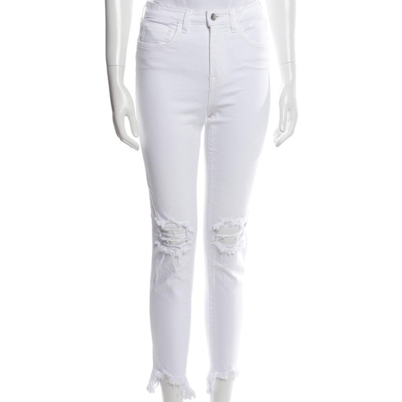 L'AGENCE Denim - L’Agence White Distressed Skinny Denim Jeans Size 25